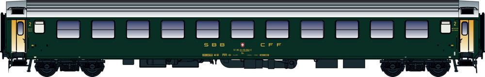 L.S. Models 472011 SBB UIC-X Bm grün, Dach grau, Logo alt Türen beige